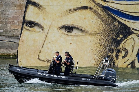 Security patrol by boat before the opening ceremony